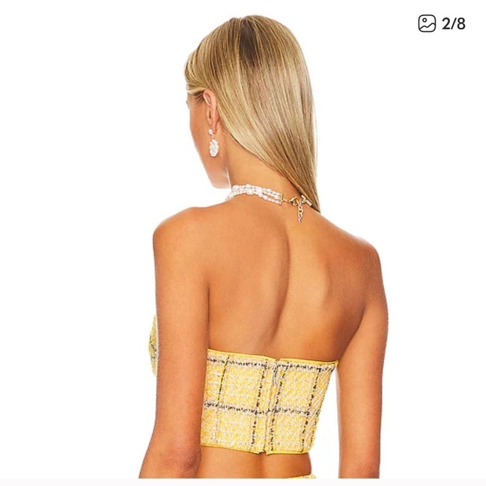 ASSIGNMENT Cady Top in Yellow tube top tweed crop strapless revolve sz M - Picture 2 of 7